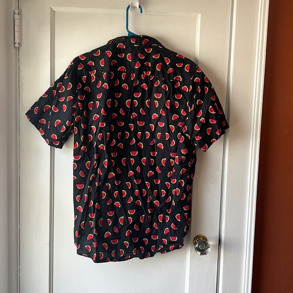 Public Opinion Men's Black Watermelon Pattern Button Up Short Sleeve Shirt - Lrg - Picture 5 of 7